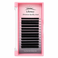 Plateaux d'extensions de cils en fibre PBT coréenne pour cils en soie, Premium Ultra-Noir Volume, 0.03 0.05 0.07, Vente en gros, 8-15mm