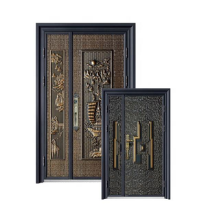 Porte d'entrée principale en acier de style moderne SUNZION, insonorisée, antivol, ignifuge, résistance au feu 1,5h, pour villa extérieure et <span class=keywords><strong>appartement</strong></span> - Product Image 2