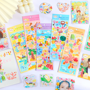 Papel autoadhesivo Kawaii coreano, pegatinas de corte de beso, dibujos animados, promocional, impermeable, hoja adhesiva personalizada - Product Image 5