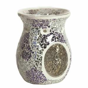 Modern 14cm Aroma cam balmumu eritmek için yağ yakıcı Crackle mozaik el yapımı ahşap tütsü sahipleri kapalı aromaterapi tütsü - Product Image 1