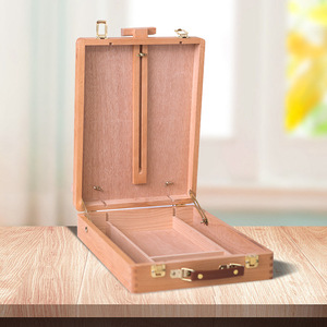 Boîte de rangement en bois de hêtre GF pour peinture à l'huile, <span class=keywords><strong>chevalet</strong></span> de <span class=keywords><strong>dessin</strong></span> d'angle arrondi pour bureau, étui de rangement pour croquis, <span class=keywords><strong>chevalet</strong></span> d'art extérieur pour peintres et étudiants - Product Image 2