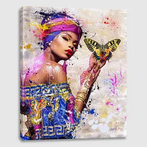 Morden donna Graffiti Art poster e stampe Abstract Fashion Girl Oil Canvas Paintings On The Wall Art Pictures Wall Decor