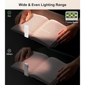 Gritin Book Light Rechargeable Clip On <b>Led</b> Reading Light 5 Brightness Levels Stepless Dim For Books In <b>Bed</b> Eye Caring - Product Image 4