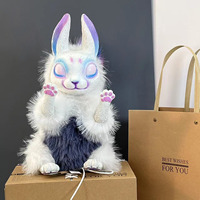 Peluche Lapin Blanc Créatures Fantastiques, Rembourrée en Coton PP, 31-50cm, Lapin Spatial, Compagnon Porte-Bonheur