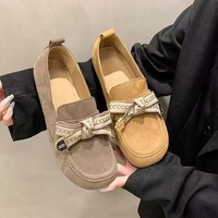 Nouvelles Chaussures Plates à Nœud Style Vintage, Dessus Mat, Doublure en Microfibre, Mocassins Urbains Paresseux à Enfiler, Semelle Extérieure Souple en Caoutchouc pour l'Automne