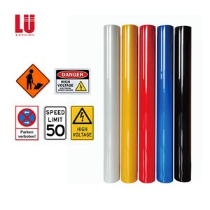 LU Micro Prismatische Hoge Zichtbaarheid Zelfklevende Acryl HIP Reflecterende Folie Bedrukbare Reflecterende Vinyl EN 12899 Verkeersmarkeringen - Product Image 2
