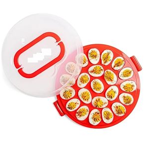 Porta uova alla diavola con coperchio e maniglie-feste di classe vassoio per uova alla diavola-contenitore portatile per 22 diavoli - Product Image 1