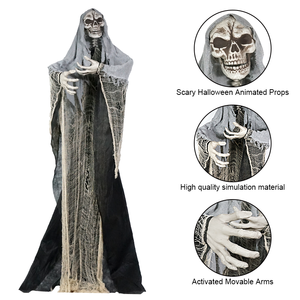 Ruang hantu Halloween, ruang hantu pesta horor, prop kacamata aksi langsung kerangka bercahaya dengan jubah - Product Image 1
