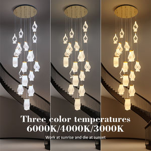 Nouvelle liste : Luminaire suspendu moderne <span class=keywords><strong>de</strong></span> luxe pour hôtel, en acrylique doré, long, pour escalier, à LED - Product Image 4