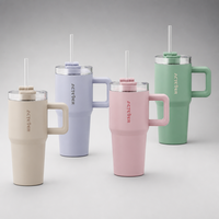 Nouveau Gobelet de Voyage pour Enfants en Acier Inoxydable, 23oz, à Sublimation Vierge, avec Paille, Design Macaron, Idéal pour le Sport et les Cadeaux, Meilleur Rapport Qualité-Prix