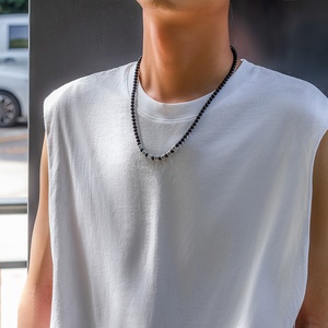 Colliers classiques noirs perlés pour hommes, bijoux GOOD BOY personnalisables, cadeaux pour petit ami - Product Image 3