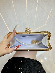 New Style Celebrity Pearl Fashion Evening Bag for Style Rhinestone <b>Handbag</b> Cheongsam Light Luxury Chain Polyester Tanjing - Product Image 3
