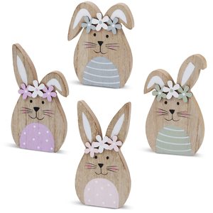 Wooden Easter Bunny Decor Set MDF Rabbit Shape Indoor Party Ornament Spring Gift - Product Image 1
