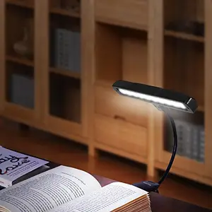 كشاف مكتبي لموسيقى من Kutek بمشبك بيانو إضاءة 10 أضواء LED قابلة للضبط الرقبة قابلة للشحن منفذ USB إضاءة شريطية مصباح كتاب