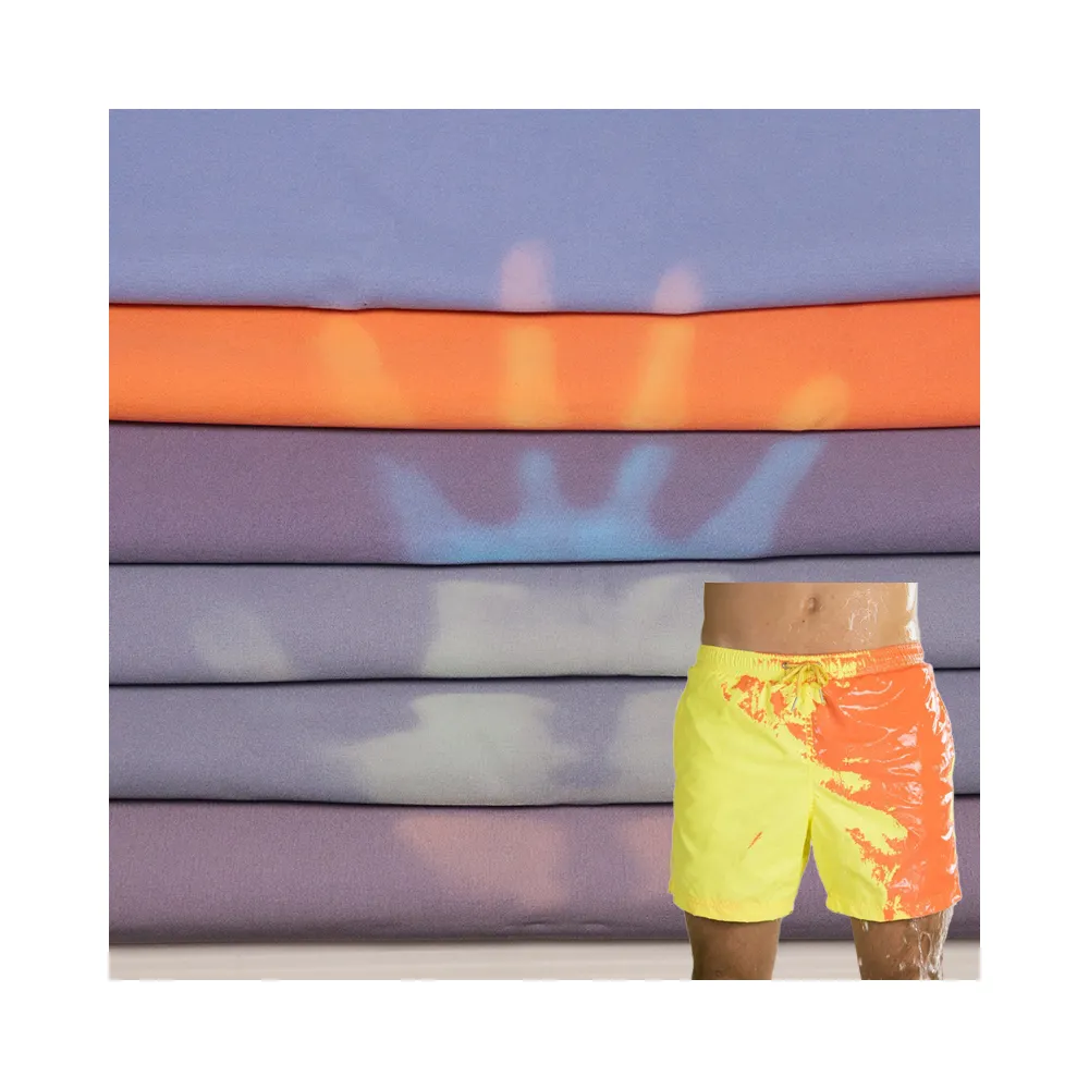 Tissu changeant de couleur de chaleur sensible à la température tissu tissé de couleurs changeantes thermochromiques pour shorts de plage