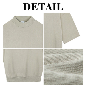 KingSen Custom Oversized Drop Shoulder <b>Mock</b> <b>Neck</b> Short Sleeve Sweatshirt OEM Soft Loose Half Sleeve Casual <b>Top</b> - Product Image 6