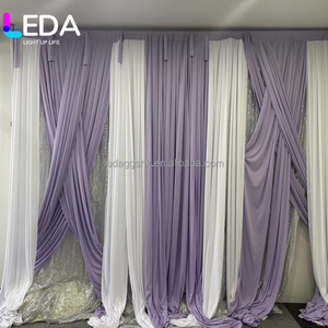 ฉากหลังสีขาว LEDA พร้อมผ้าม่านตกแต่งลายสีม่วงไลแลคและสีขาว สำหรับตกแต่งงานแต่งงาน งานปาร์ตี้ และงานอีเว้นท์ - Product Image 1