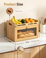 Boîte à pain en bambou à 2 niveaux, conteneur de rangement de cuisine, préservation de la fraîcheur, fait main, moderne, corbeille à fruits en bois, organisateur