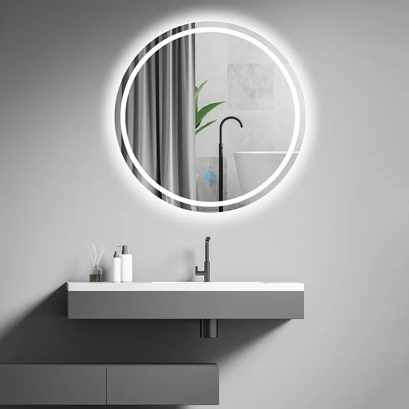 High definition spiegel led round wall mirror custom silver bathroom mirror with led light bath mirrors