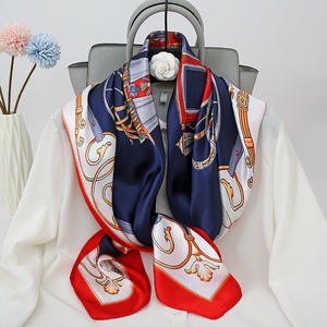 Ethicon Soie Foulards pour dames Grandes Femmes Impression Numérique Personnalisée Satin Pure Soie Écharpe 90*90 cm Cheveux carrés - Product Image 2