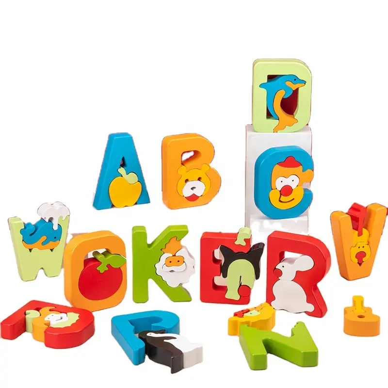 Hot Sale Wooden 3D DIY Letter Words Building Blocks Creative Puzzles Children's Educational Toys