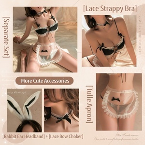 Sexy lingerie verleiding uniform doorschijnend schort schattig konijn tweedelige set gepassioneerde kleding sexy doorzichtig - Product Image 2