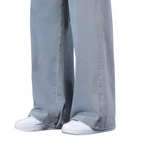 Men's <b>Summer</b> Wide-Leg <b>Trousers</b> Drawstring Mid Waist Breathable Quick-Dry Lightweight Denim (Polyester/Cotton) Casual Loose Fit - Product Image 5