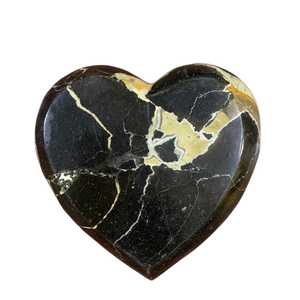 Natural Black Mamba Jasper Heart Shaped Hand Carved Polished Gemstone Decorative <b>Art</b> & Collectible Bowl - Product Image 1