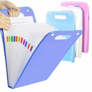 Porte-documents vertical extensible de format A4, 13 pochettes, couleur unie, avec double bouton pression - Product Image 1