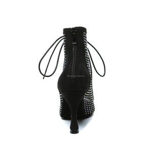Nuevos zapatos de <span class=keywords><strong>baile</strong></span> <span class=keywords><strong>latino</strong></span> de gamuza negra Boca de pez <span class=keywords><strong>Botines</strong></span> de jazz sexy con diamantes de imitación brillantes Tacones altos de 9cm para actuación de fiesta - Product Image 6