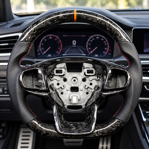 Volant chauffant en cuir forgé et fibre de carbone avec LED pour Explorer Mustang GT Ranger XLT ST S650 S197 (2021-2026) - Product Image 5