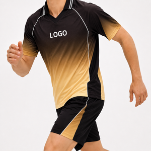 T-shirt sportif à manches courtes pour homme, dégradé noir et blanc, col en V, coupe classique, séchage rapide, polyester tricoté avec logo imprimé sur le devant - Product Image 2