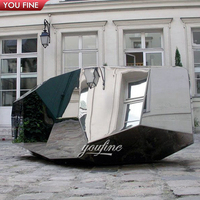 Sculpture géométrique empilée en acier inoxydable doré Art Déco YOUFINE pour la décoration commerciale moderne