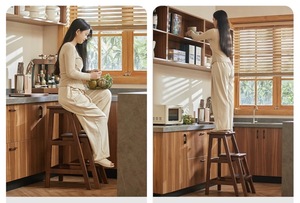 Chaise en bois massif multifonctionnelle, table d'appoint et échelle <span class=keywords><strong>3</strong></span> en <span class=keywords><strong>1</strong></span>, meubles pour la maison - Product Image 6