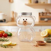 Bouteille en plastique PET transparente de 300 ml (10 oz) en forme d'ours mignon avec couvercle à vis, pour thé au lait, jus, bonbons, snacks, avec trou pour paille