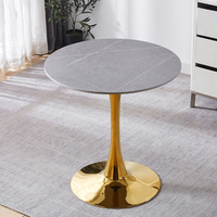 Table basse en céramique de dalle de marbre de forme ronde de soutien de base de tube d'acier de tulipe