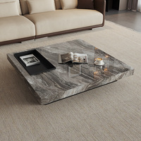 Table basse carrée en bois massif de luxe italienne, design minimaliste et moderne, pour appartement grand ou petit, ambiance haut de gamme pour la maison