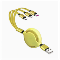 Câble de charge rétractable 3-en-1 en silicone liquide, charge rapide 3A, cordon de données multi-USB, logo personnalisé double face, cadeau, vente en gros