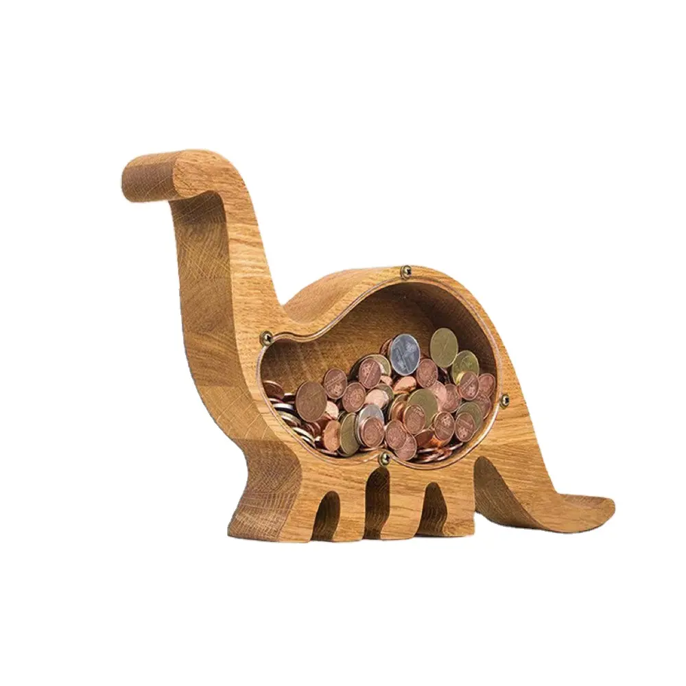 Pan Antique Christmas gift Wooden Money Saving Box For Coin Collection Animal Shaped oak wooden piggy bank