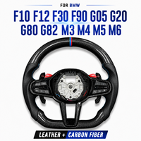 Volant sport en cuir et fibre de carbone personnalisé pour BMW G20 G30 G11 G12 G32, style performance à 3 branches