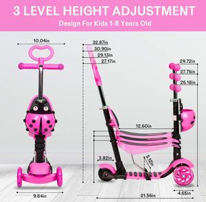 Scooter à 3 roues <span class=keywords><strong>pour</strong></span> enfants de 3 à 8 ans, roues lumineuses clignotantes à LED, conception légère et pliable, fonction de sécurité de démarrage électrique - Product Image 3