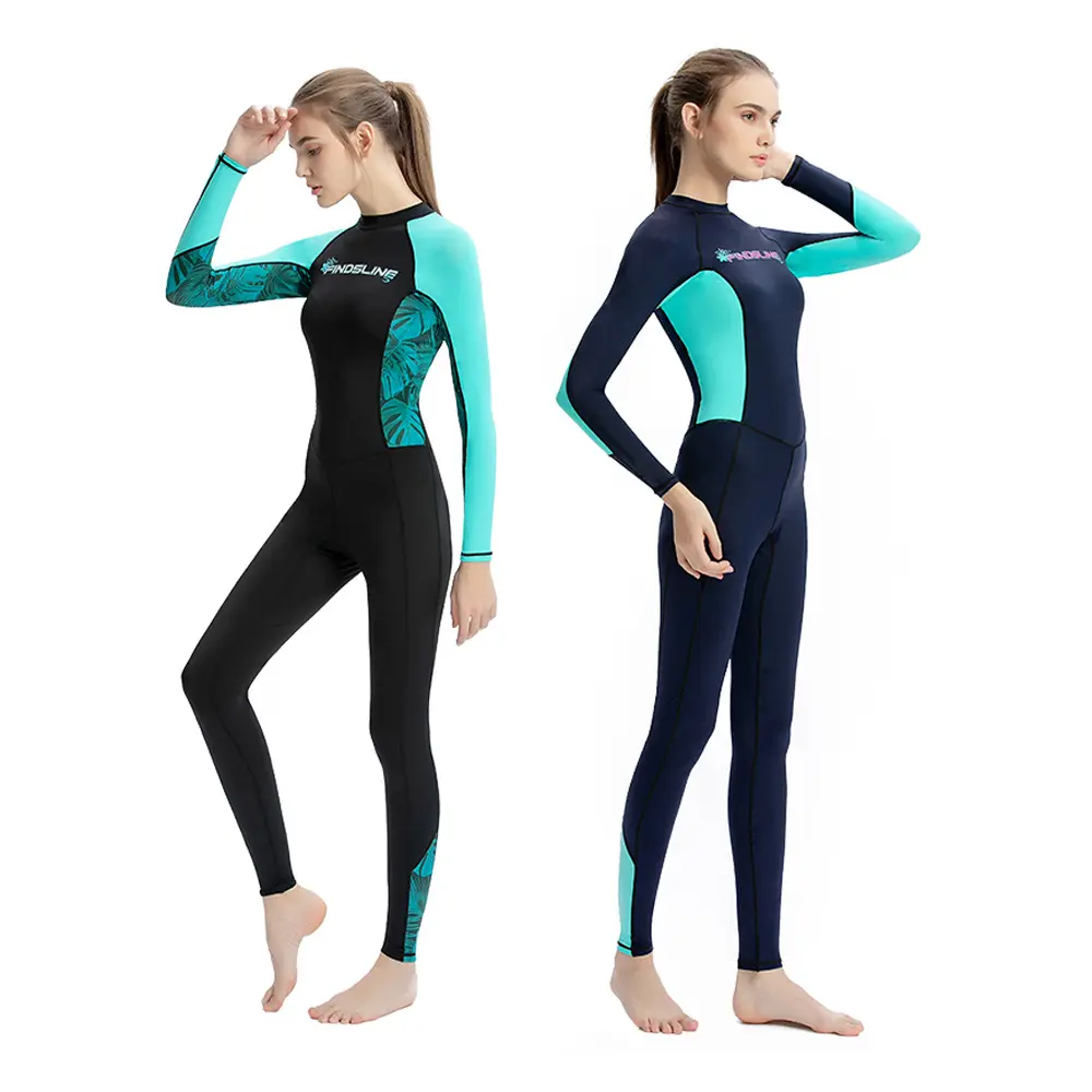 Terno de mergulho para natação com elástico, terno de neoprene para mergulho natação com movimento antiuv para mulheres, peça única