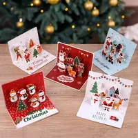 Kerstman Pop-Up Kaart Groothandel Custom Print Gerecycled Papier Luxe Handgemaakte 3D Pop Up Holiday Vrolijk Kerst Groet kaarten