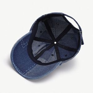 Casquette de baseball en denim à 6 panneaux, lavable, à visière souple, unisexe, motif géométrique, polyvalente, respirante, en coton, protection solaire, toutes saisons - Product Image 5