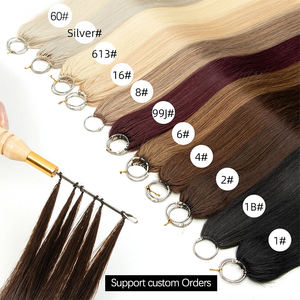 सुनहरे बालों वाले पंख मानव बालों का विस्तार सीधे 16 "18" 20 "22" हाथ को सैलून की आपूर्ति के लिए - Product Image 1