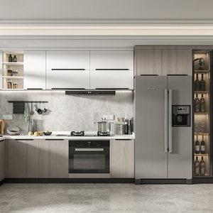 Custom Modern Minimalistic Style Designs <strong>Small</strong> Complete Custom Home Furniture L Shaped Melamine Unit <strong>Cabinets</strong> <strong>Kitchen</strong> With Sink - Product Image 3