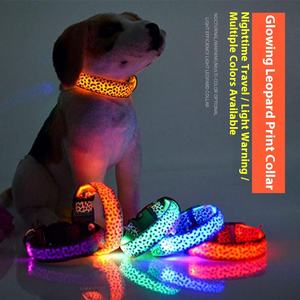 개를위한 충전식 <span class=keywords><strong>LED</strong></span> 발광 고리 대형 중형 소형 테디 골든 리트리버 애완 동물 고리 내구성 폴리 에스테르로 만든 - Product Image 5