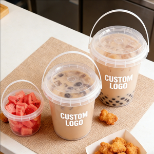 Gobelets en plastique à paroi simple pour thé au lait, 90 mm, 1000 ml (32 oz), avec couvercles, pour fêtes et Boba - Product Image 3