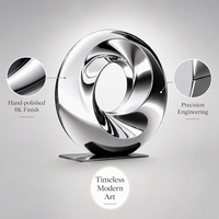 Sculpture Moderne Grande Abstraite en Acier Inoxydable Poli Effet Miroir, Anneau de Möbius Circulaire, Statue d'Art Métallique pour Décoration de Jardin et de Place Publique