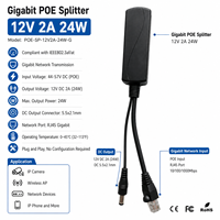 Répartiteur PoE Gigabit IEEE802.3aF/at PS24G, sortie d'alimentation 12VDC/2A, 1 prise DC, câble RJ45